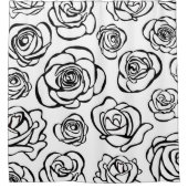 Elegant zwarte en witte rozen op witte achtergrond douchegordijn (Voorkant)