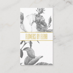 Elegant zwarte en witte rozenbloemen chic Gold Visitekaartje