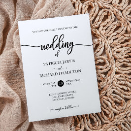 Elegant Zwarte En Witte Script Trouwfeest Kaart
