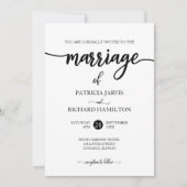 Elegant Zwarte En Witte Script Trouwfeest Kaart (Voorkant)
