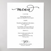 Elegant Zwarte en Witte Script Trouwmenu Poster (Voorkant)