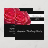 Elegant zwarte en witte strepen en roze rozen kaart (Voorkant / Achterkant)