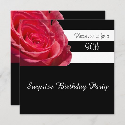 Elegant zwarte en witte strepen en roze rozen kaart (Voorkant / Achterkant)