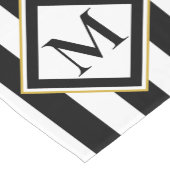 Elegant zwarte en witte strepen met monogram korte tafelloper (Hoek)