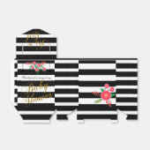 Elegant zwarte en witte strepen met roze Floral Bedankdoosjes (Uitgevouwen)