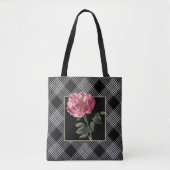 Elegant zwarte en witte strepen met roze ventilato tote bag (Voorkant)