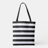 Elegant zwarte en witte strepen voegen jouw naam t tote bag (Achterkant)