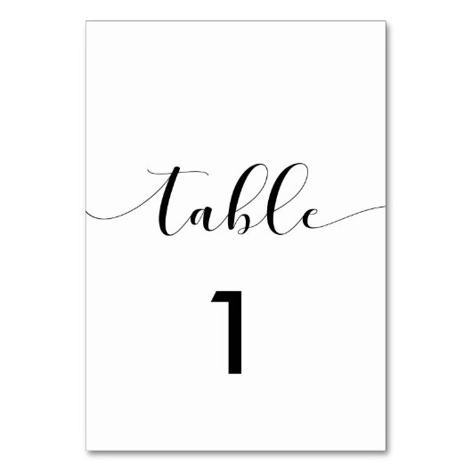 Elegant zwarte en witte trouwtafel kaart (Achterkant)