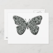 Elegant zwarte en witte vlinder briefkaart (Voorkant / Achterkant)
