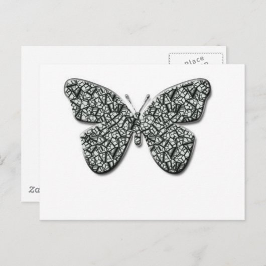 Elegant zwarte en witte vlinder briefkaart (Voorkant / Achterkant)