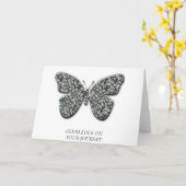 Elegant zwarte en witte vlinder kaart (Gele Bloem)