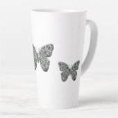 Elegant zwarte en witte vlinder latte mok (Rechterhoek)