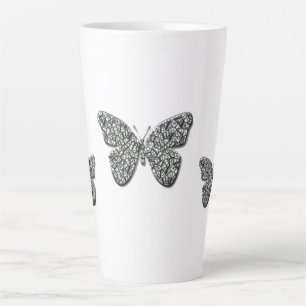 Elegant zwarte en witte vlinder latte mok