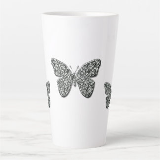 Elegant zwarte en witte vlinder latte mok