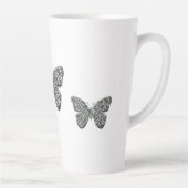 Elegant zwarte en witte vlinder latte mok (Rechts)
