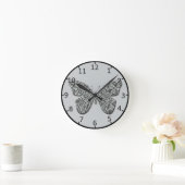 Elegant zwarte en witte vlinder ronde klok (Huis)