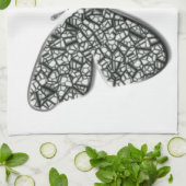 Elegant zwarte en witte vlinder theedoek (Gevouwen)