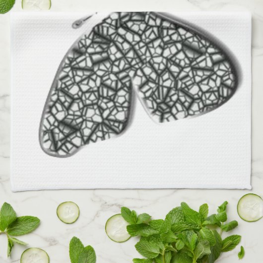 Elegant zwarte en witte vlinder theedoek (Gevouwen)