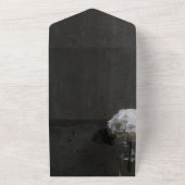 Elegant zwarte floral All-in-One Wedding Invite All In One Uitnodiging (Buitenkant)