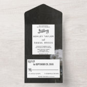 Elegant zwarte floral All-in-One Wedding Invite All In One Uitnodiging (Binnen)