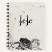 Elegant zwarte florale kikkermarmer notitieboek (Voorkant)