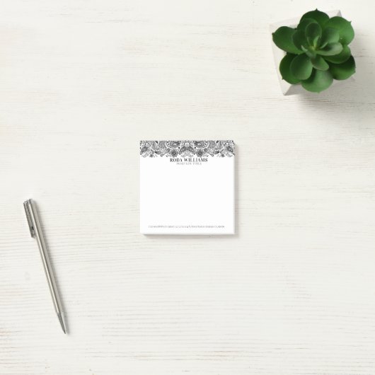 Elegant zwarte florale paisley post-it® notes (Kantoor)