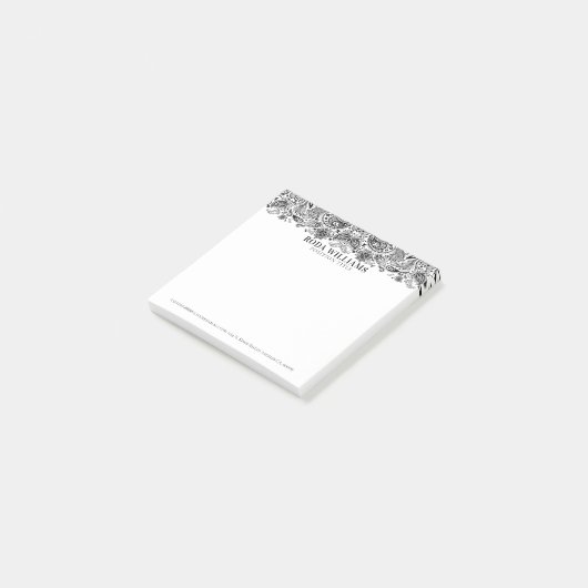 Elegant zwarte  florale paisley post-it® notes (Schuin)