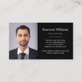 Elegant zwarte foto en logo visitekaartje (Voorkant)