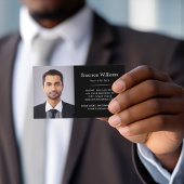 Elegant zwarte foto en logo visitekaartje