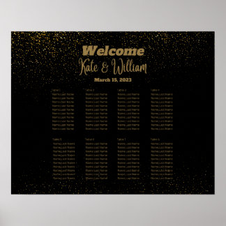 Elegant zwarte & Gold 8-tafels Poster