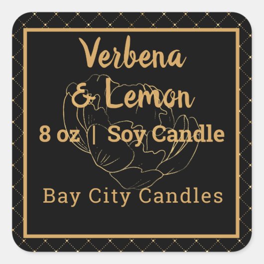 Elegant zwarte & Gold-productlabels Vierkante Sticker (Voorkant)