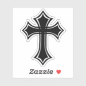 Elegant Zwarte Gotische Kruis Sticker (Vel)