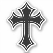 Elegant Zwarte Gotische Kruis Sticker (Voorkant)