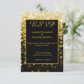 ELEGANT ZWARTE GOUD DIAMANT WATERFALL RSVP KAART (Staand voorkant)