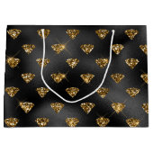 Elegant zwarte gouddiamanten betegeld Weddenschap Groot Cadeauzakje (Voorkant)