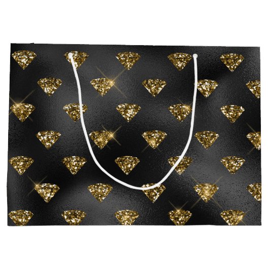 Elegant zwarte gouddiamanten betegeld Weddenschap Groot Cadeauzakje (Achterkant)