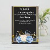 ELEGANT ZWARTE GOUDE INVITATIE SURPRISE KAART (Staand voorkant)