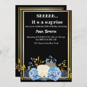 ELEGANT ZWARTE GOUDE INVITATIE SURPRISE KAART (Voorkant / Achterkant)