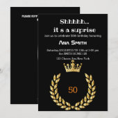 ELEGANT ZWARTE GOUDE INVITATIE SURPRISE KAART (Voorkant / Achterkant)