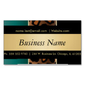 Elegant zwarte, gouden en Blauwgroen luipaarden Visitekaartje Magneet (Voorkant)