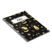 Elegant zwarte gouden Japanse poppen Notitieboek (Rechterzijde)