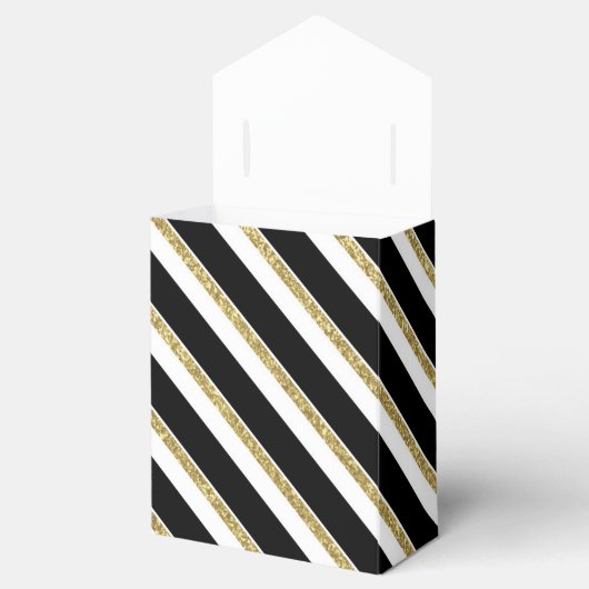 elegant zwarte gouden strepen bedankdoosjes (Geopend)