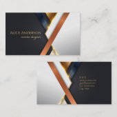 Elegant zwarte gouden strepen ontwerper visitekaartje (Voorkant / Achterkant)