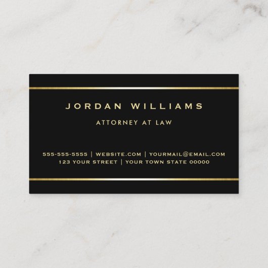 Elegant zwarte goudgradiënt grenst professioneel visitekaartje (Achterkant)