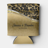 Elegant zwarte & goudmaskers met zilveraccessoires blikjeskoeler (Voorkant)