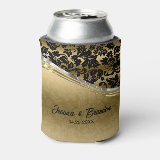 Elegant zwarte & goudmaskers met zilveraccessoires blikjeskoeler (Blikje Achterkant)