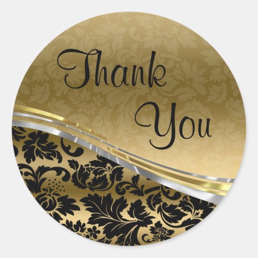 Elegant zwarte & goudmaskers met zilveraccessoires ronde sticker (Voorkant)