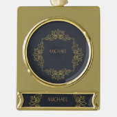 Elegant zwarte goudnaambanner verguld banner ornament (Voorkant)