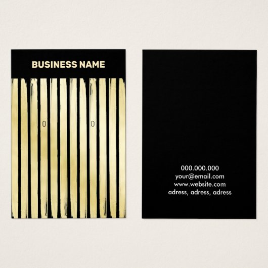 Elegant zwarte goudstrips met oorkonde visitekaartje (Voorkant /achterkant)