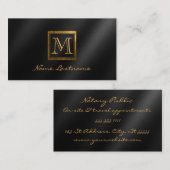 Elegant zwarte gradiënt Square Gold monogram Notar Visitekaartje (Voorkant / Achterkant)